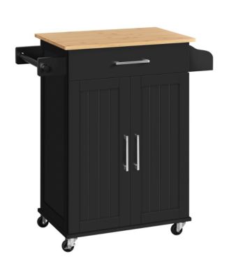 35” H Rolling Kitchen Island Cart with Spice Rack