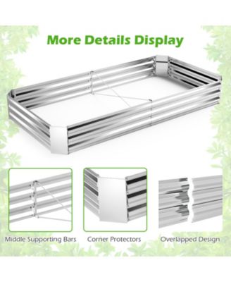 8 x 4 x 1FT Galvanized Raised Garden Bed Heavy-Duty Elevated Rectangle Plant Box