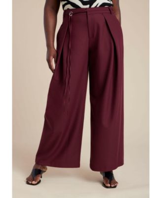 Women's Pleat Detail Trouser With Long Belt