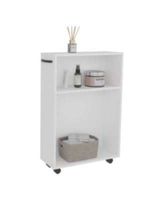 Saltillo Storage Cart, 2 Shelves, 4 Wheels, White