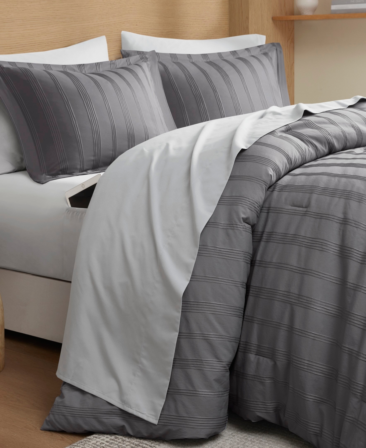 510 Design Logan Woven Striped 7-pc. Comforter Set, King In Gray