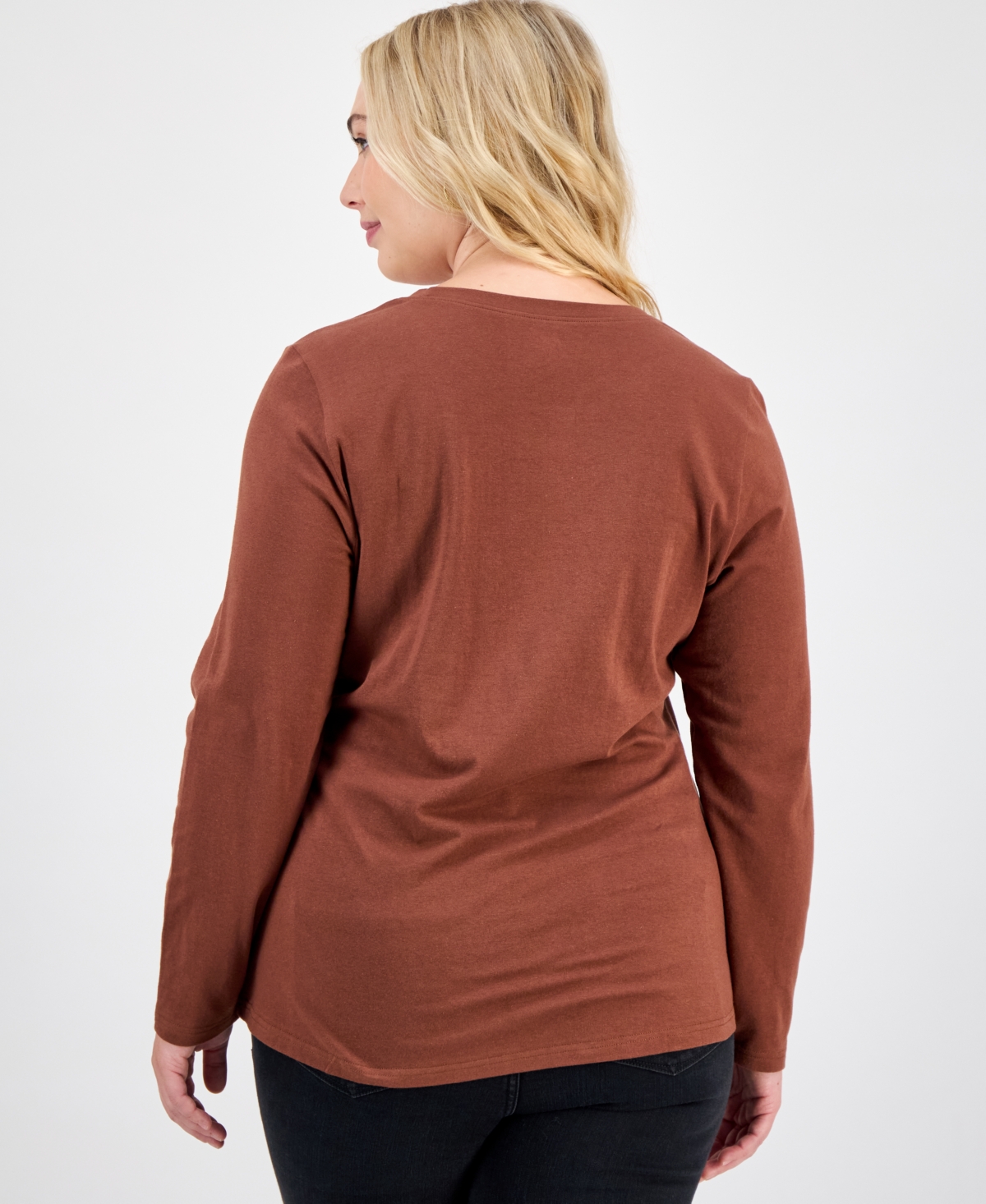 Aveto Plus Size Crewneck Top In Brown