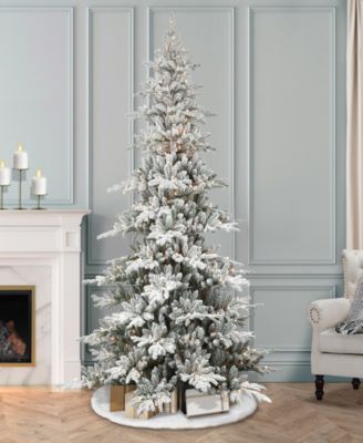 Puleo 7.5FT Pre-Lit Flocked Union Fir Artificial Christmas Tree