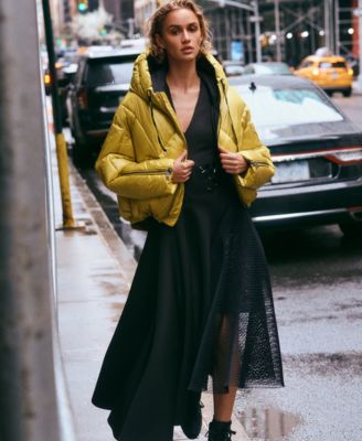 DKNY Women's Front Zip Cropped Puffer Jacket - Macy's