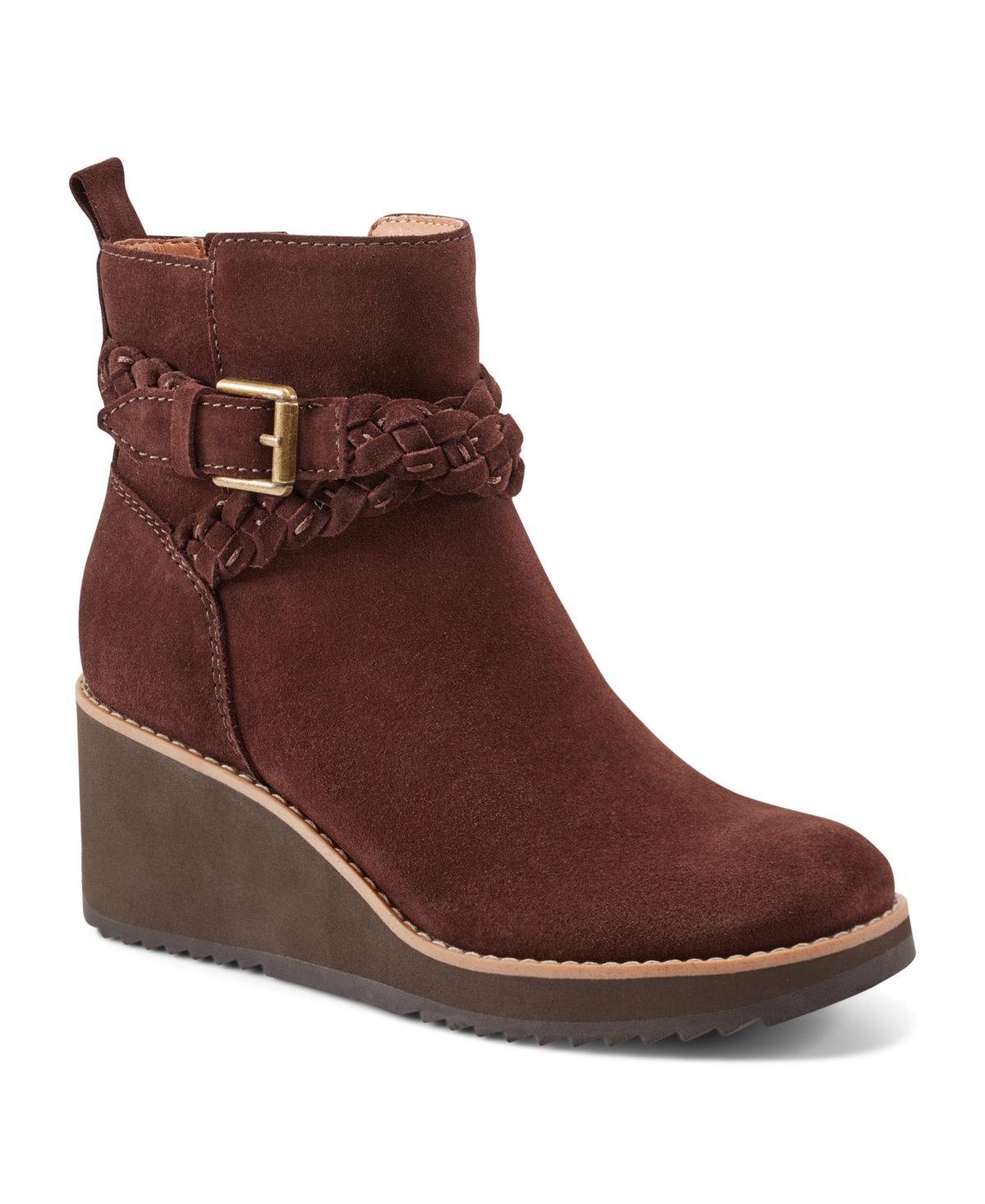 Earth Women's Chace Buckle Strap Wedge Booties In Brown