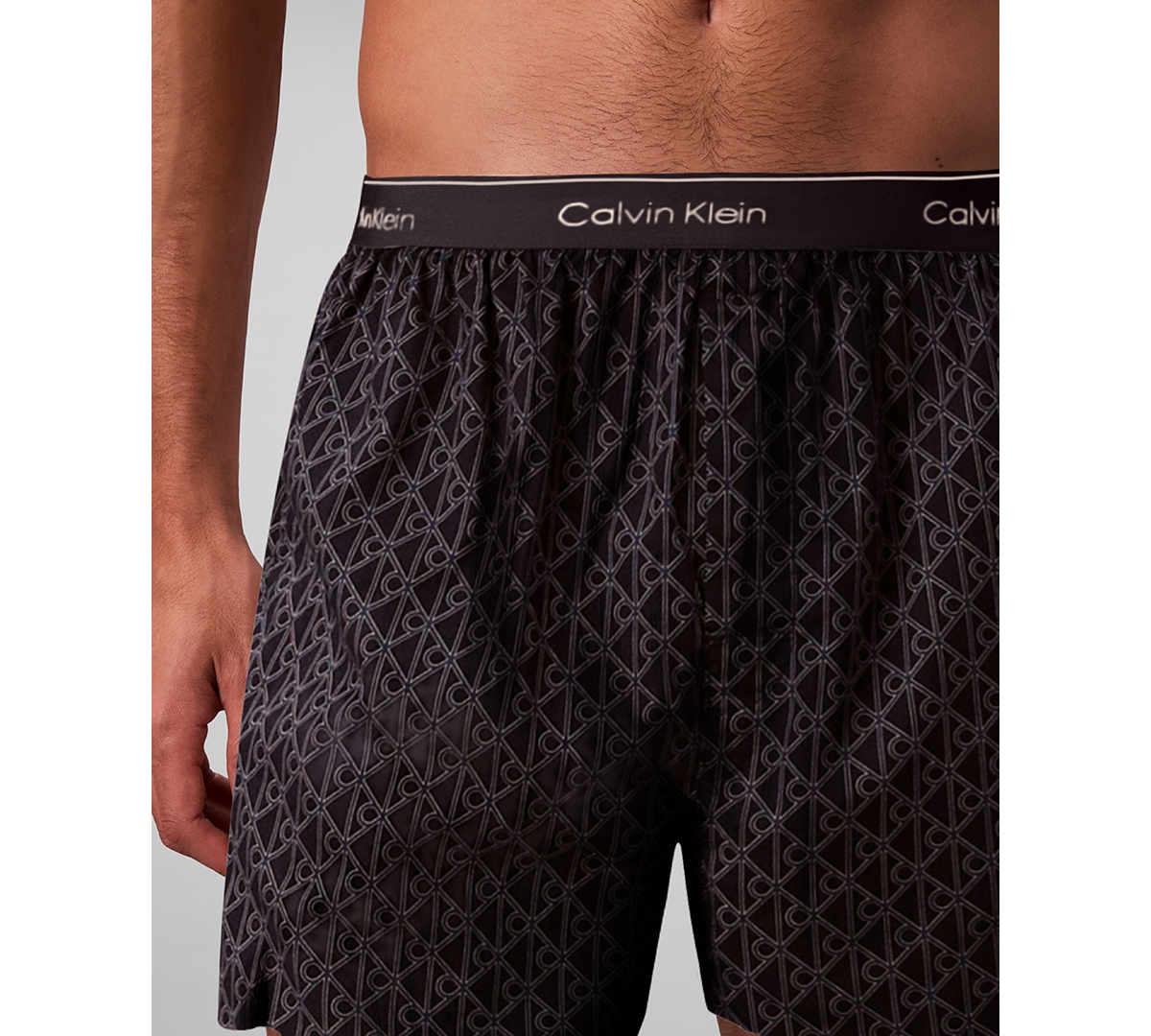 Calvin Klein Men's Striped Boxer In Black