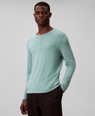 Men's Henley Neck Sleep Top