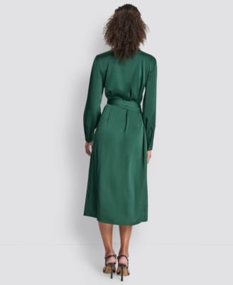 Women's Long Sleeve Surplice Midi Wrap Dress