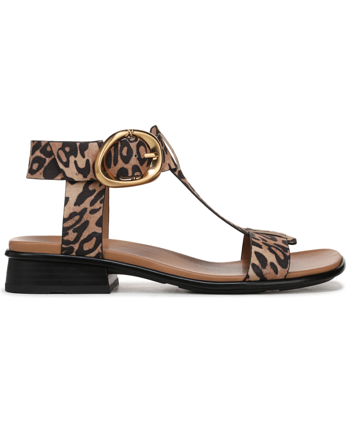 Naturalizer Women's Brandy T-strap Stacked Low Block Heel Sandals In Brown
