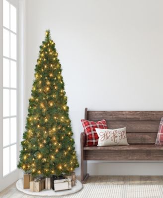 Puleo 6.5' Pre-Lit Wall Half Tree with 150 Underwriters Laboratories Clear Incandescent Lights, 437 Tips
