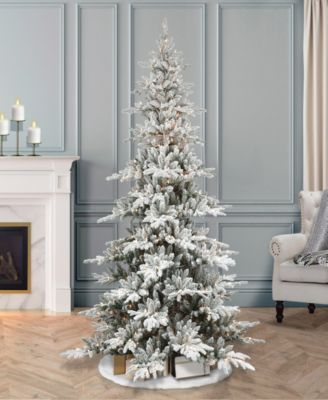 Puleo 6.5FT Pre-Lit Flocked Union Fir Tree