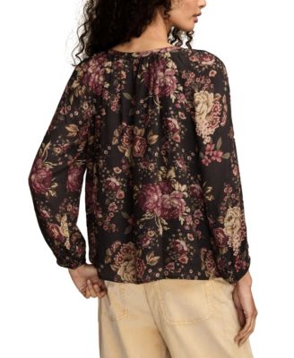Women's Embroidered Peasant Long Sleeve Top