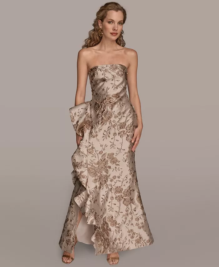Women's Strapless Side Ruffle Dress