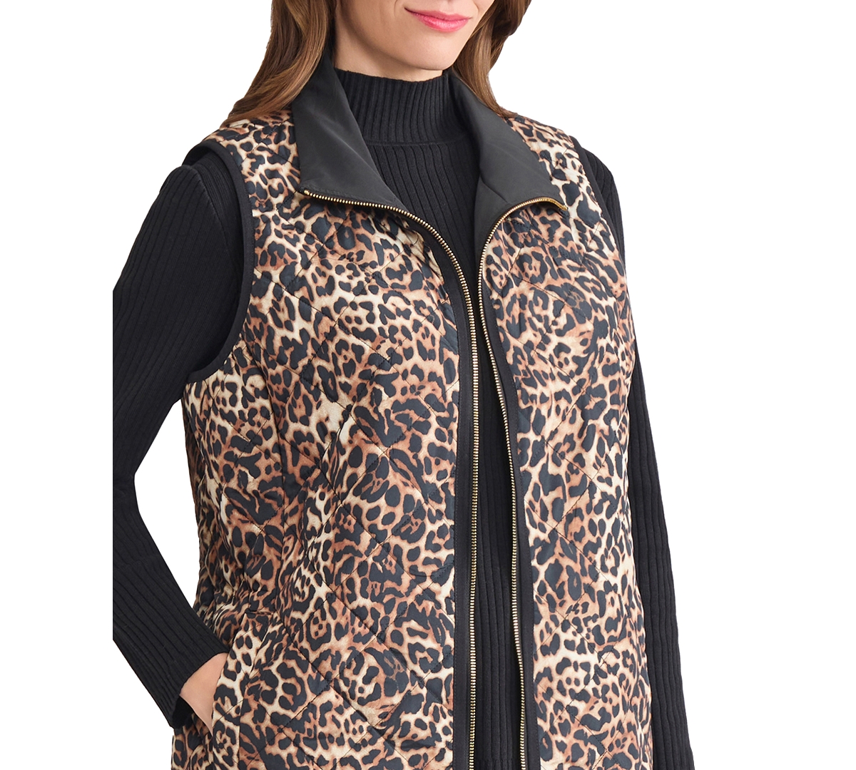 Jones New York Women's Zip-Front Quilted Vest Jacket