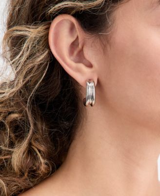 Medium Textured C-Hoop Earrings, 1", Macy's Exclusive
