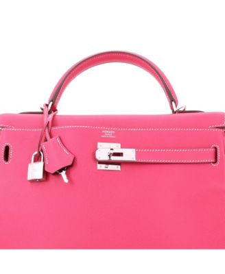 Pre-Owned Hermes Kelly 32 Handbag Pink Epsom with Palladium Hardware
