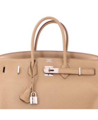 Pre-Owned Hermes Birkin 35 Handbag Light Togo with Palladium Hardware