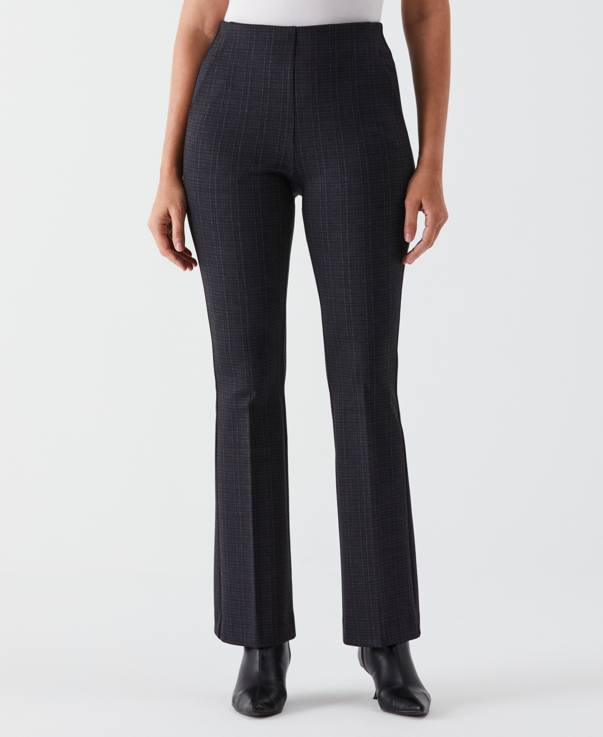 Ella Rafaella Petite Printed Modern Bootcut Ponte Pants In Black