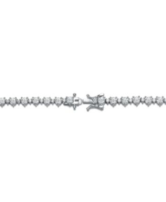 Sterling Silver White Gold Plated Alternating Round Cubic Zirconia Tennis Bracelet