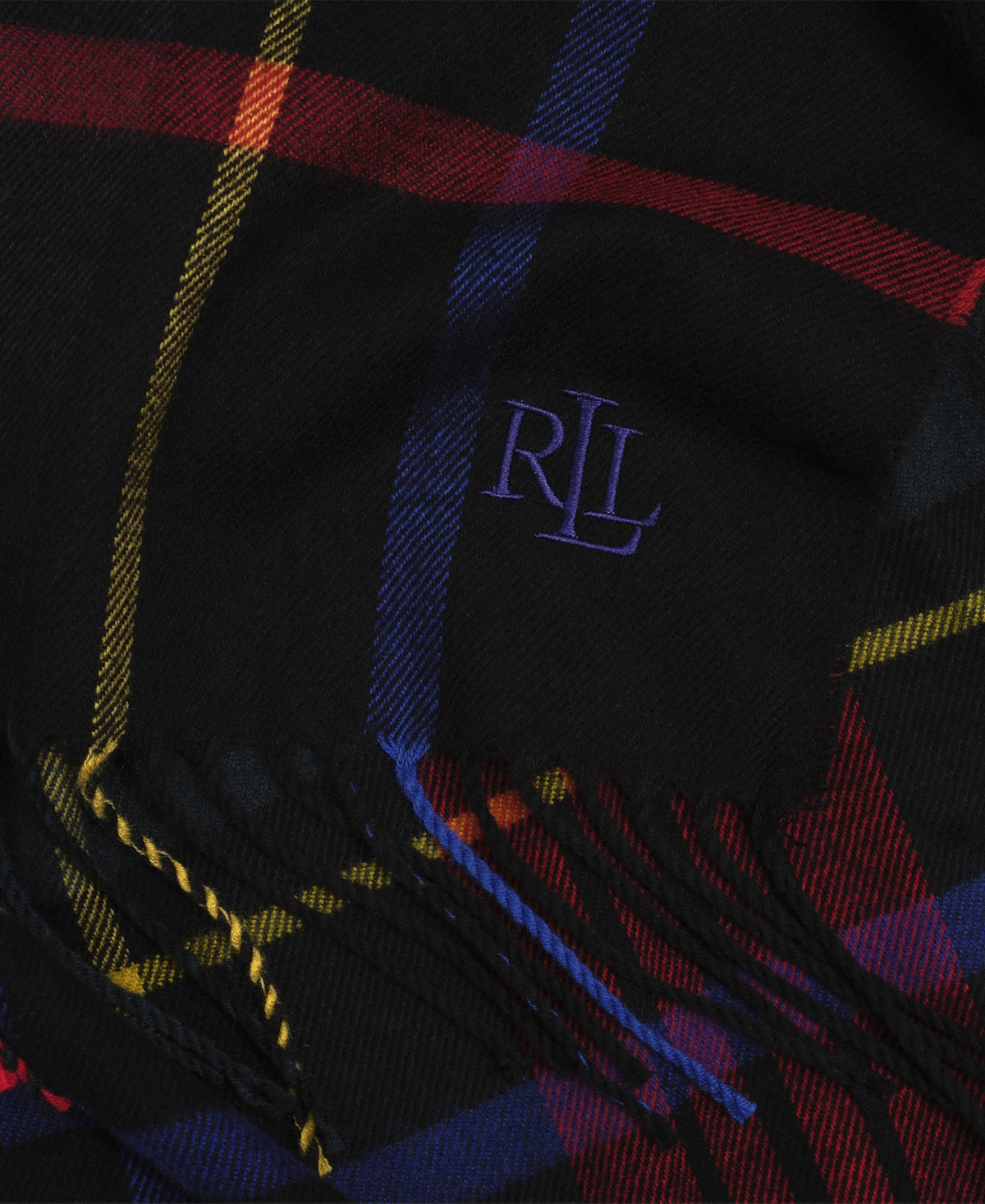 Ralph Lauren Exploded Plaid Pattern Scarf In Blue