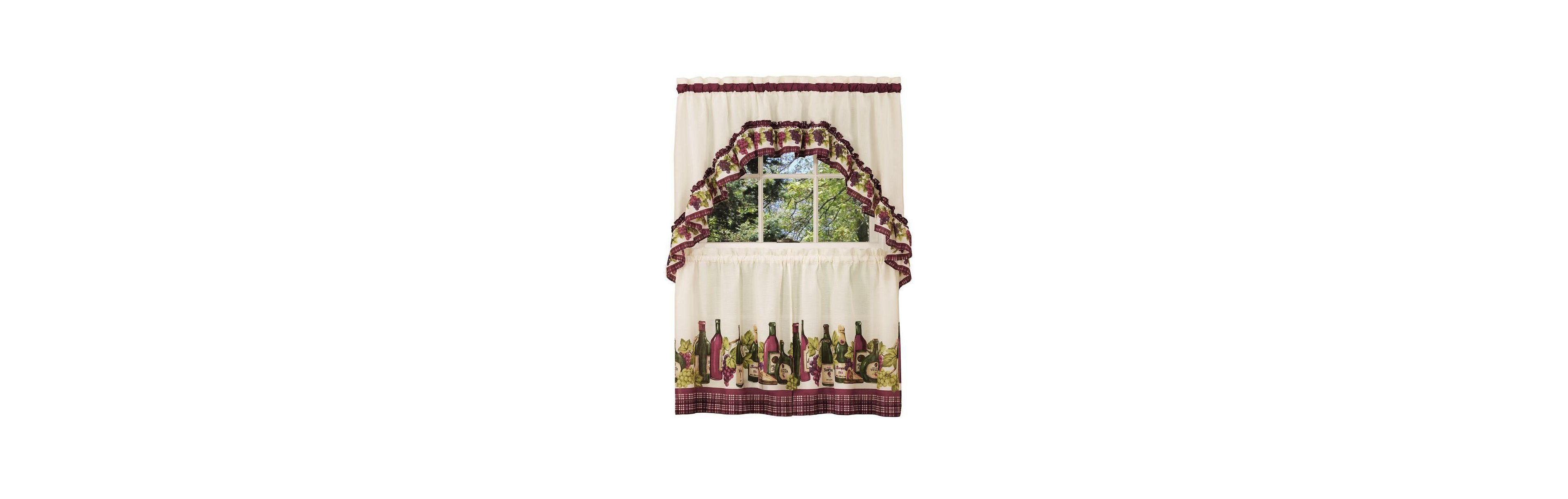Kate Aurora Chardonnay Complete Kitchen Curtain Tier Pair and Valance Set