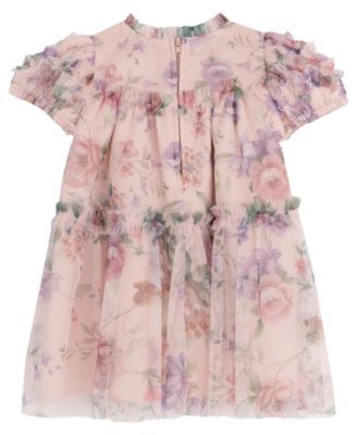 Baby Girls' Floral Babydoll Social Short Sleeve Dress