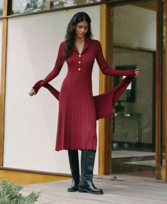 Women's Crinkle Knit Midi Dress