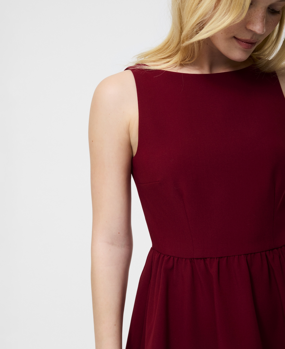French Connection Azra Sleeveless Twill Minidress In Burgundy