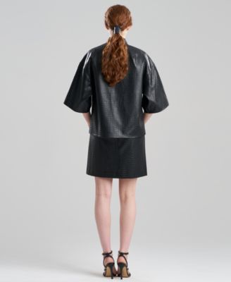 Women's Faux Croc Leather Sweater