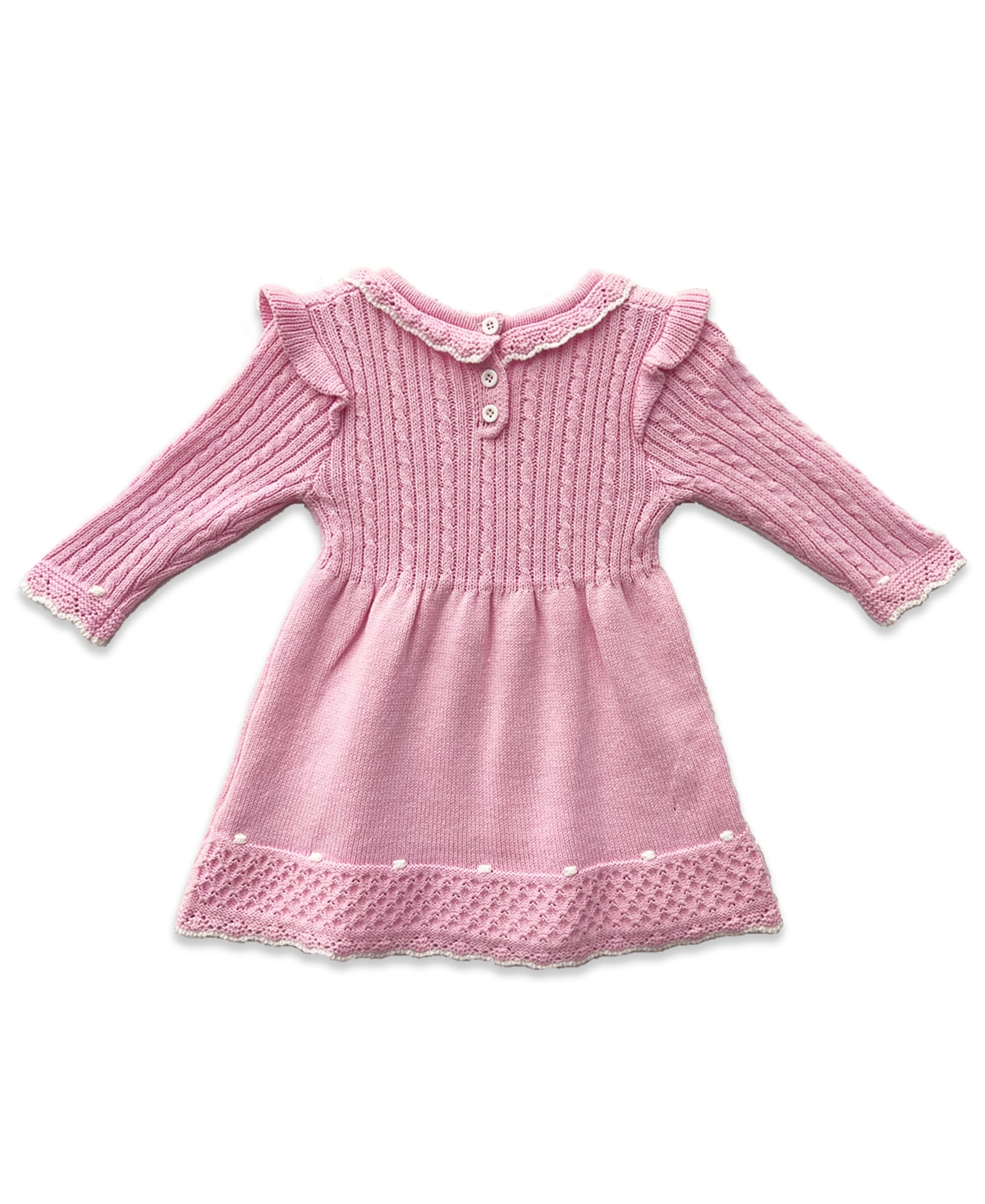 Blueberi Boulevard Baby Girls Ruffle Trim Sweater Dress In Pink