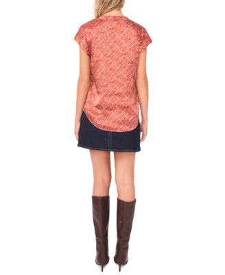 Women's V-Neck Front Placket Blouse