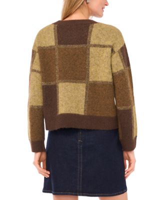 Women's Crewneck Colorblocked Long-Sleeve Sweater