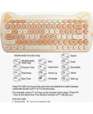 Cute Cat Keyboard and Mouse Combo - Wireless Mouse and Keyboard Set, 2.4G Cordless Computer Mouse with USB Receiver for Laptop PC