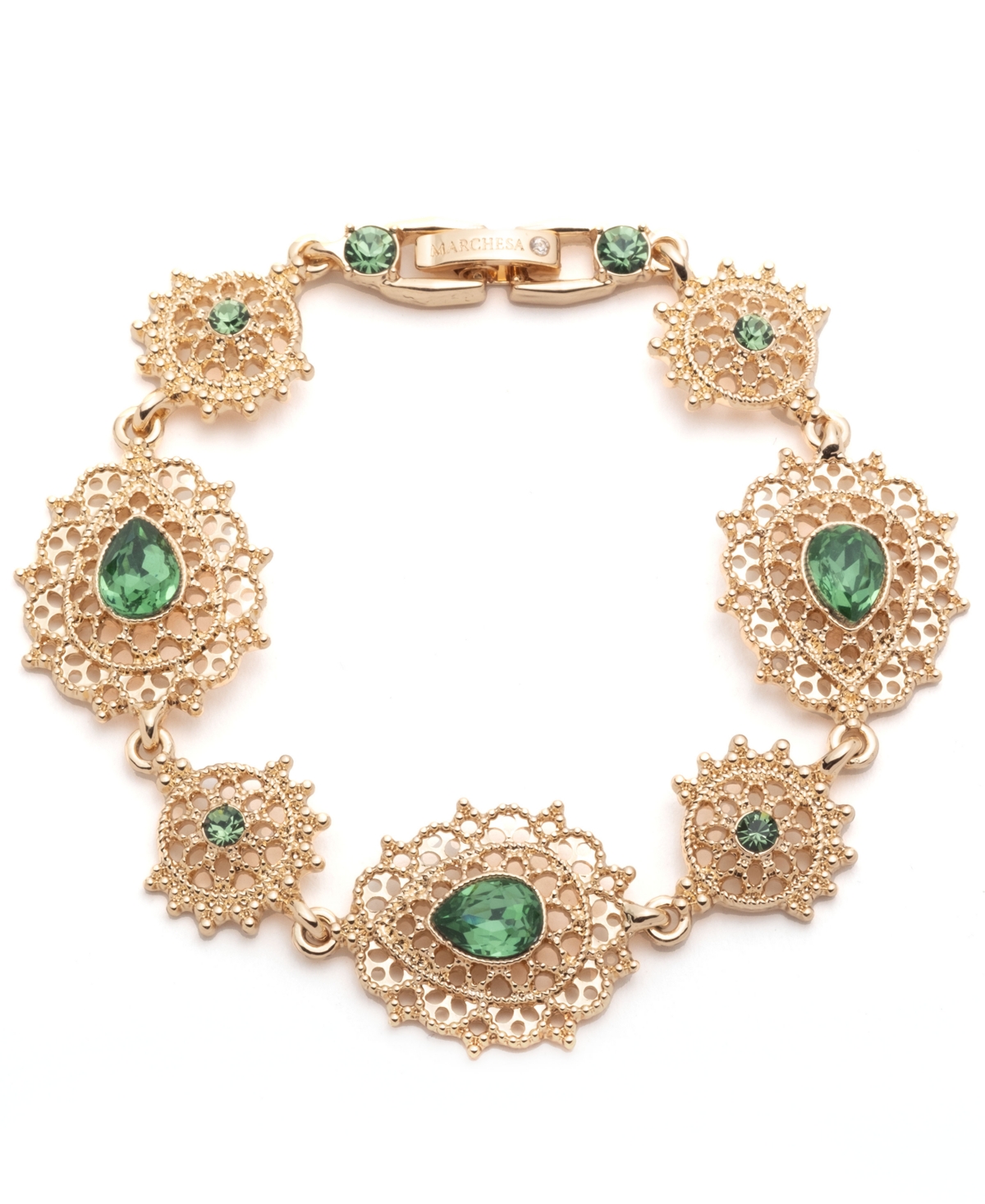Marchesa Glass and Plastic Stone Filagree Open Flex Bracelet