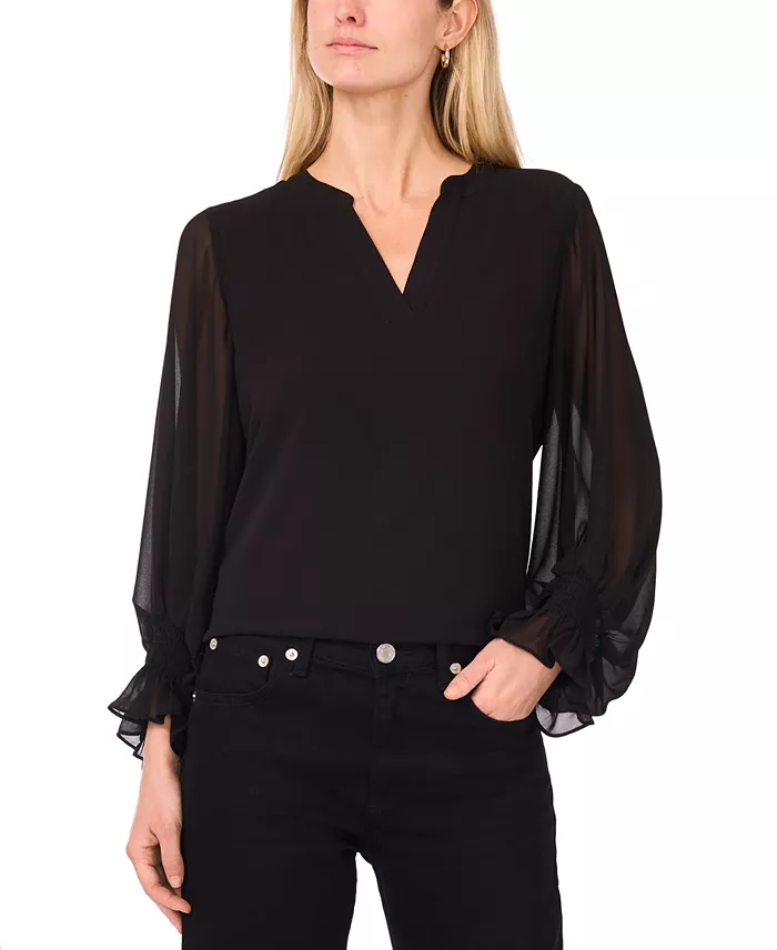 Women's Split-Neck Long-Sleeve Top - thumbnail 9