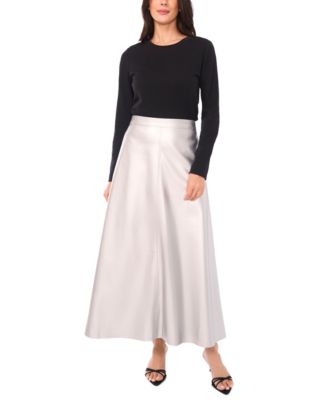 Women's Faux-Leather Seamed Maxi Skirt