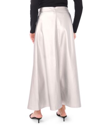 Women's Faux-Leather Seamed Maxi Skirt