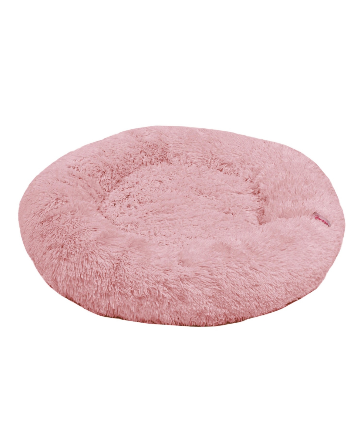 The Licker Store Maisie Bohemian Glam Faux Fur Round Fluffy Calming Donut Pet Bed with Washable Cover