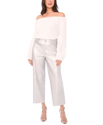 Women's Faux-Leather Wide Leg Pants