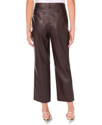 Women's Faux-Leather Wide Leg Pants