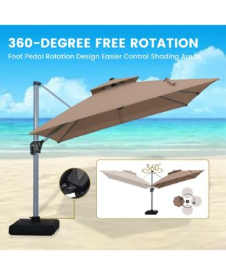 11 FT Square Double Top Patio Cantilever Umbrella