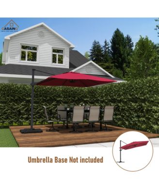 10 FT Square Cantilever Patio Umbrella with Base, Navy Blue