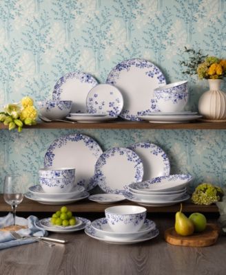 Bloomington Road Blue 30-Piece Dinnerware Set, Service for 6