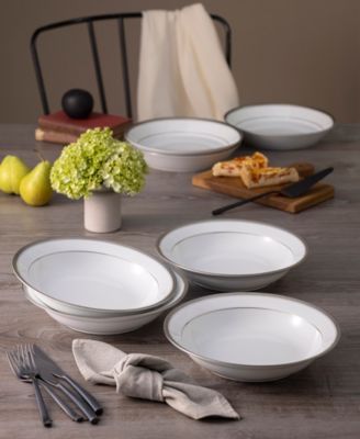 Charlotta Platinum 4-Pc. Rim Dinner Bowl Set, Service For 4
