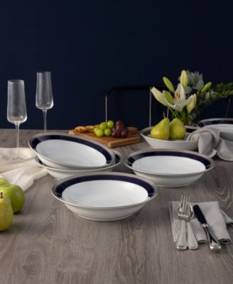 Crestwood Cobalt Platinum Set of 4 Rim Dinner Bowls, 10", 25 oz.