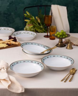 Serene Garden Set of 4 Rim Dinner Bowls, 10", 25 oz.