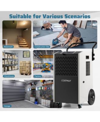 154 Pints Commercial Dehumidifier With Pump Drain Hoses For Basements Job Sites