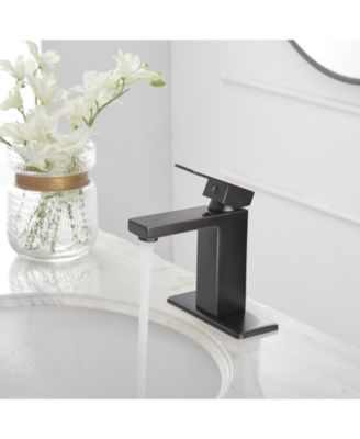 Single Handle Single Hole Low-Arc Bathroom Faucet with Supply Line