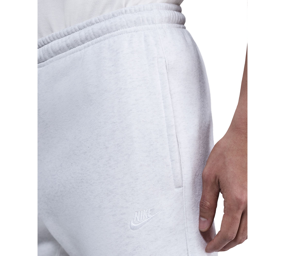 Nike Men's Cuffed Brushed Fleece Logo Sweatpants In White
