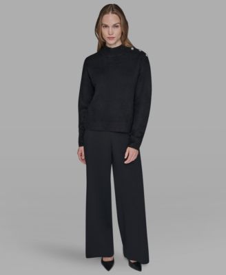 Women's Button Shoulder Long Sleeve Sweater